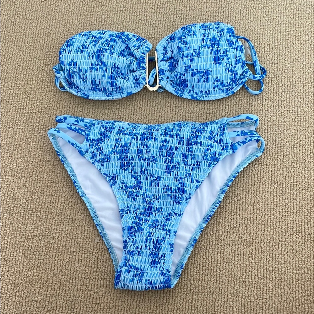 Blue Patterned Bikini Set
